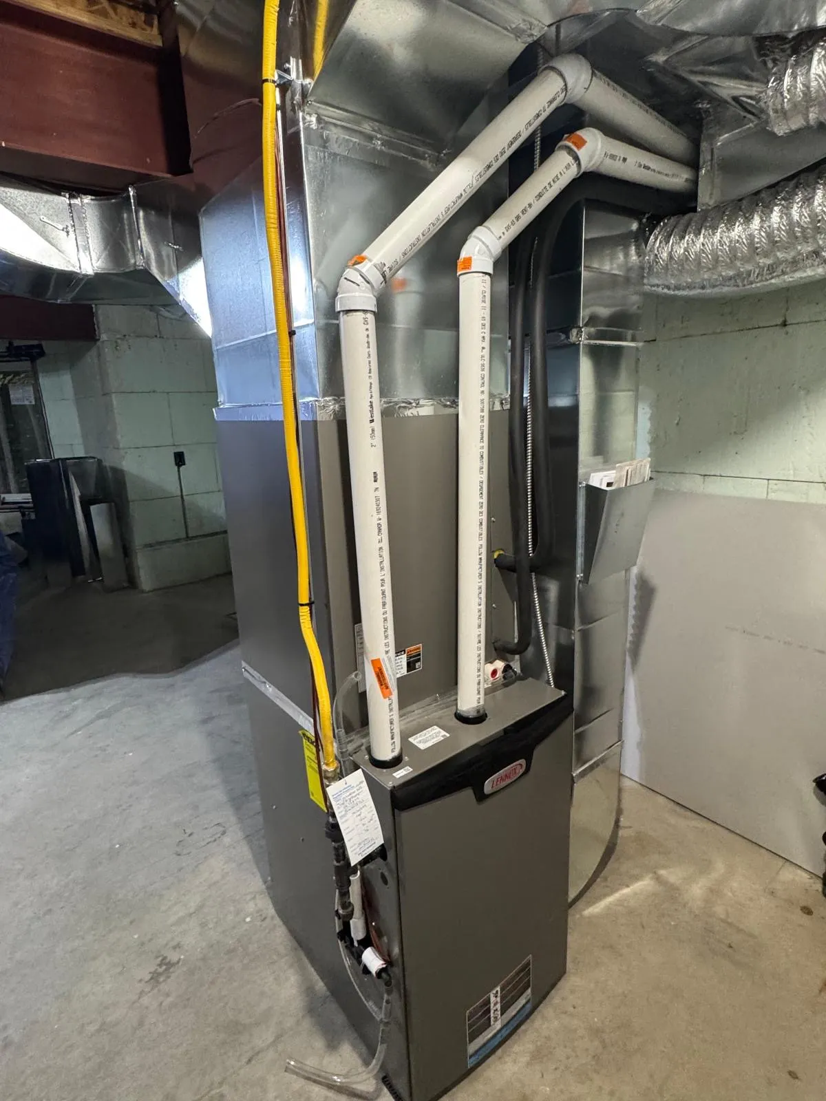 Lennox high-efficiency gas furnace installed by Delson Air in a GTA basement